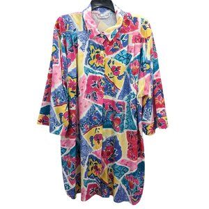 Vintage Oversized Tunic Size M A Personal Touch Button-Up Art Abstract 90s USA